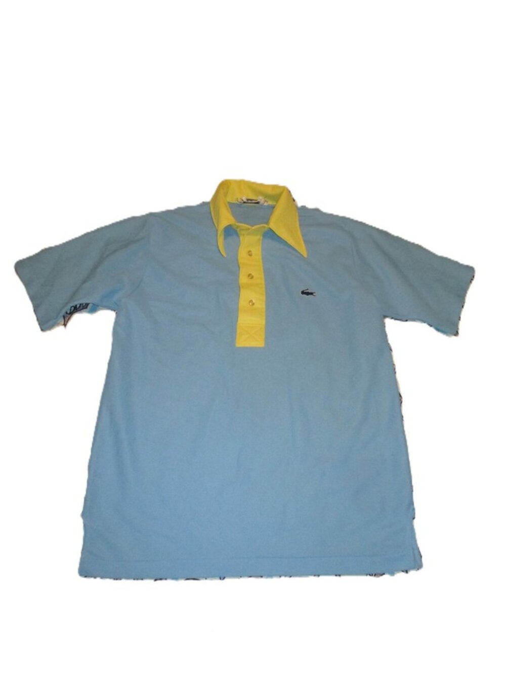 Chemise Lacoste Alligator shirt Vintage Lacoste Izod Polo  2 tone Blue Yellow